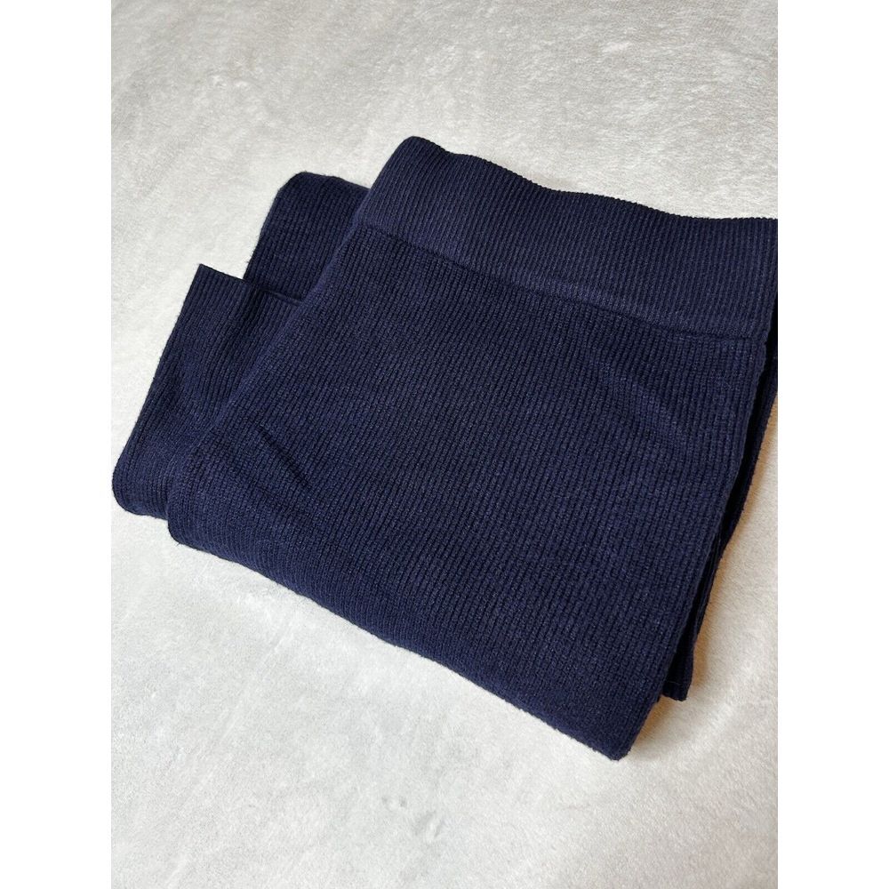 A New Day Womens XL Navy Blue Ribbed Sweater Wide Leg Pants Pull On High Rise